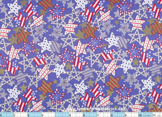 Candy Cane Gold Silver Stars Blue